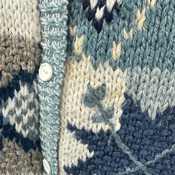 Vintage Classic Elements knitted by hand snowflake cable knit cardigan size L - Picture 4 of 8